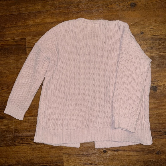 ⭐️Cupio Light Pink Open Front Chunky Knit Long Sleeve Cardigan Size M - Picture 4 of 14